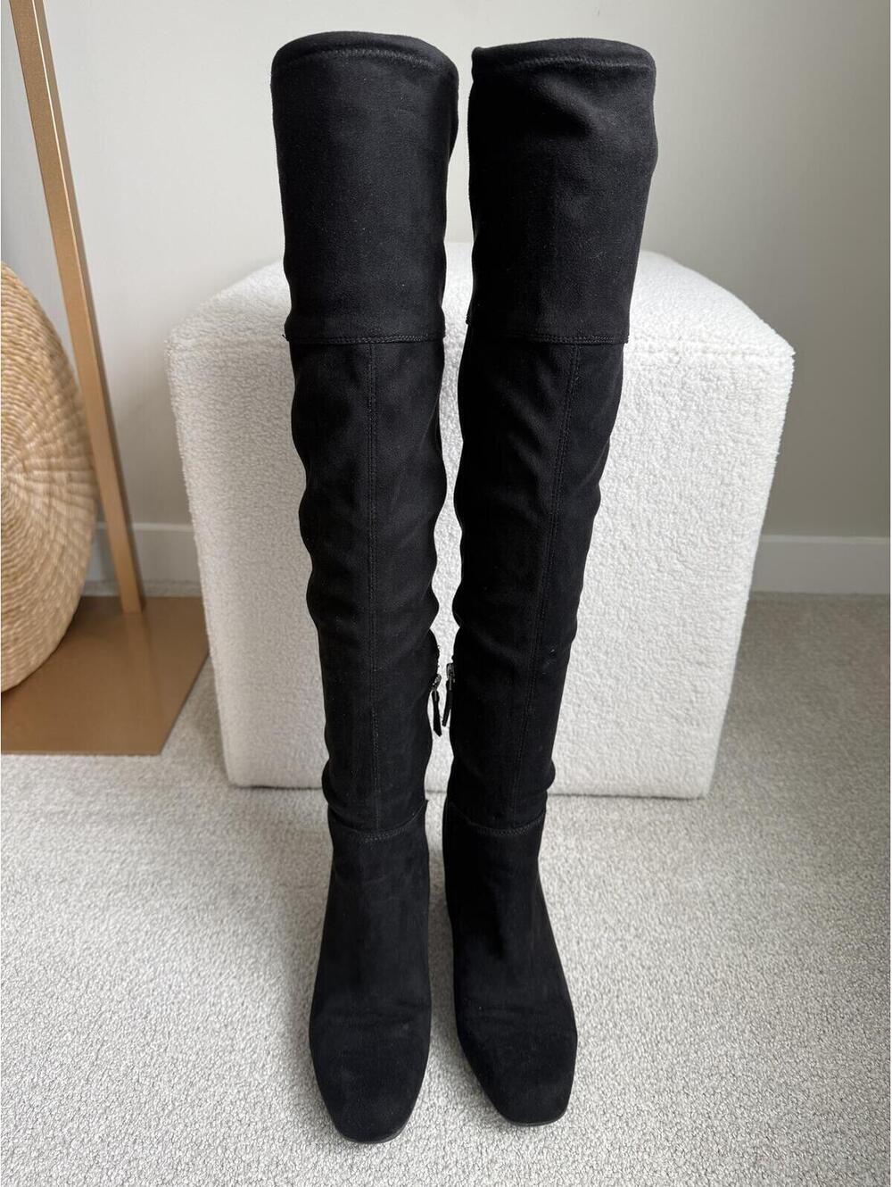 Franco Sarto Black Suede Over The Knee Block Heel Boots Women's 7.5M